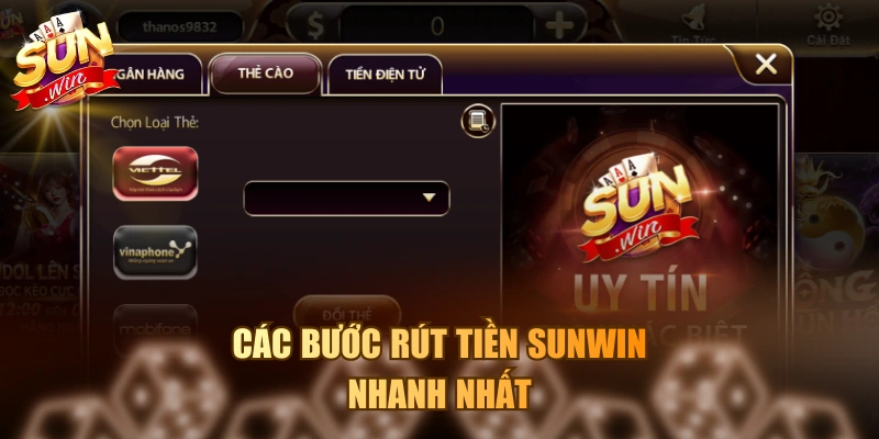 Các bước rút tiền Sunwin nhanh nhất