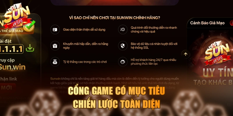 Cổng game có mục tiêu chiến lược toàn diện